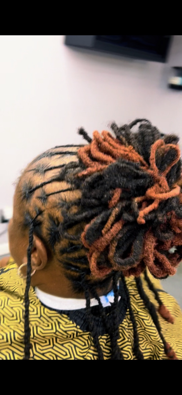 Loc updo with clean fade